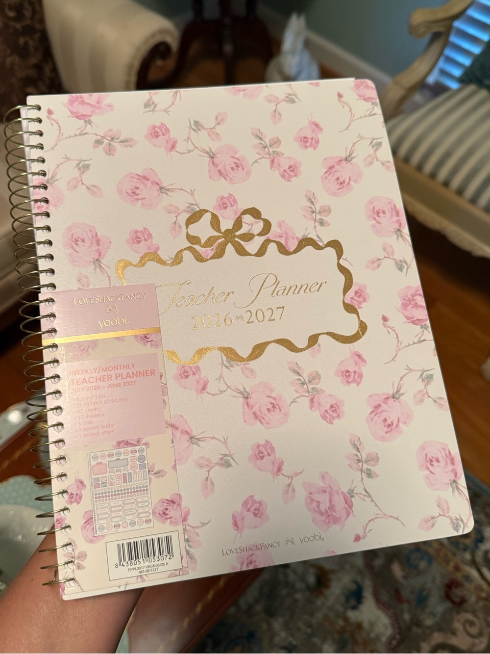LoveShackFancy x Target Yoobi 2026-2027 Ribbon Rosa Weekly Monthly Planner